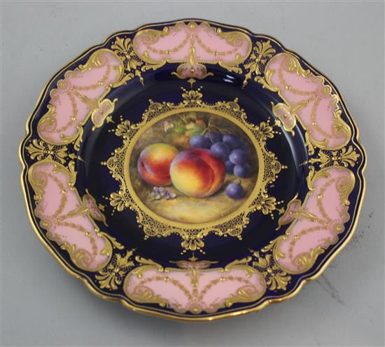 A Royal Worcester fruit painted cabinet plate, by Richard Sebright, date code for 1937, 23cm